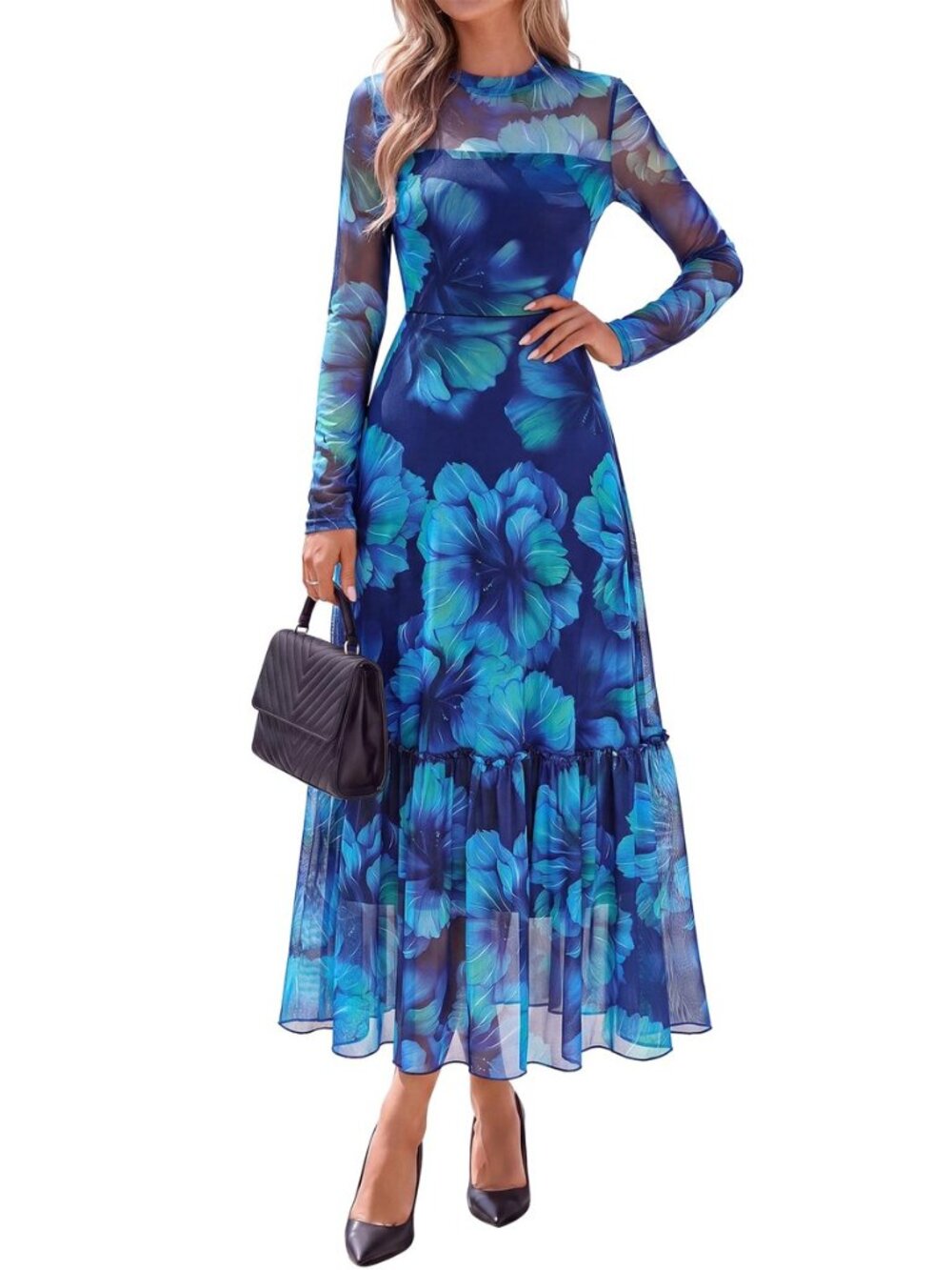 Boho Mesh Long Sleeve Dress for Women